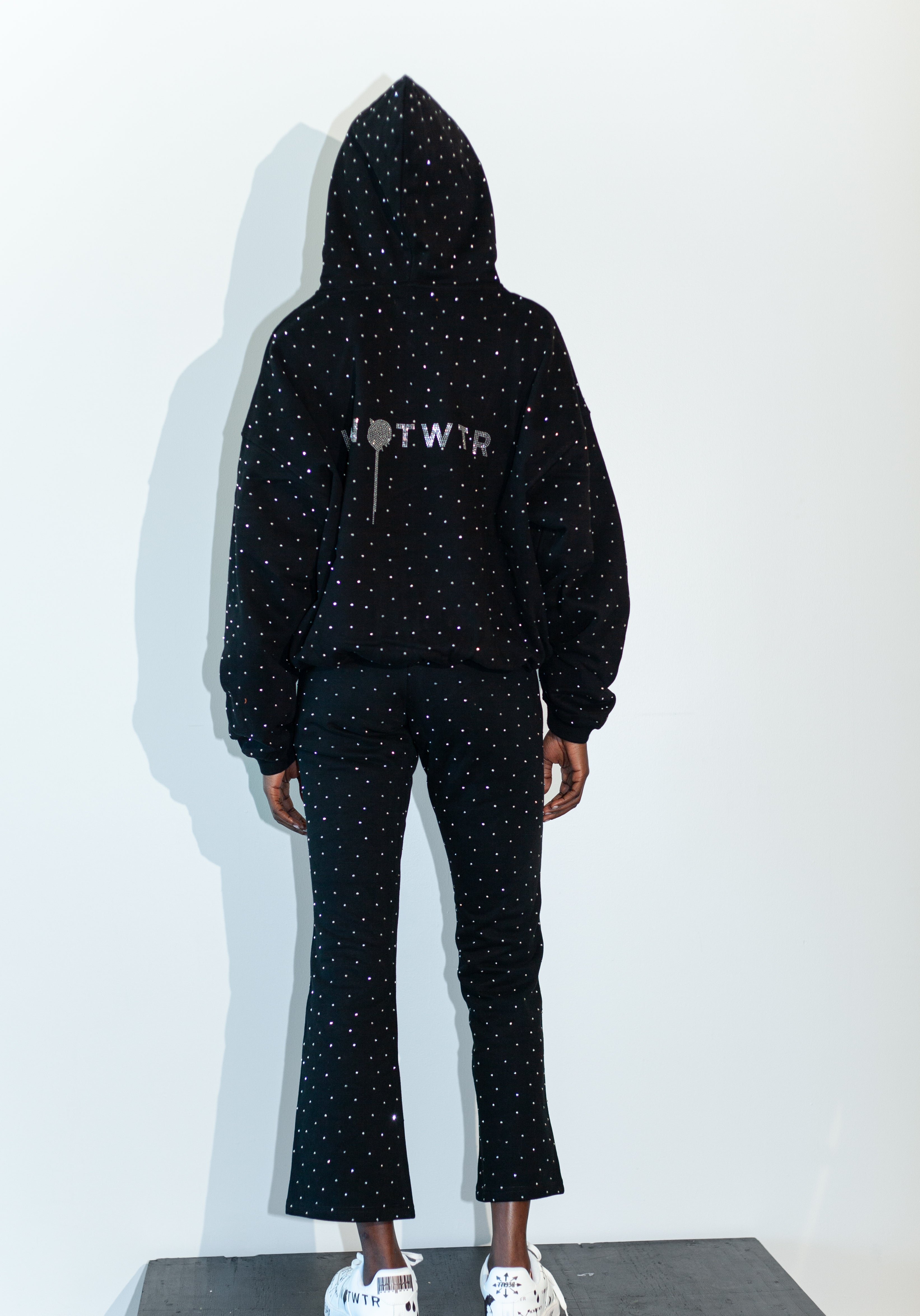 Black Rhinestone Zip-Up Hoodie