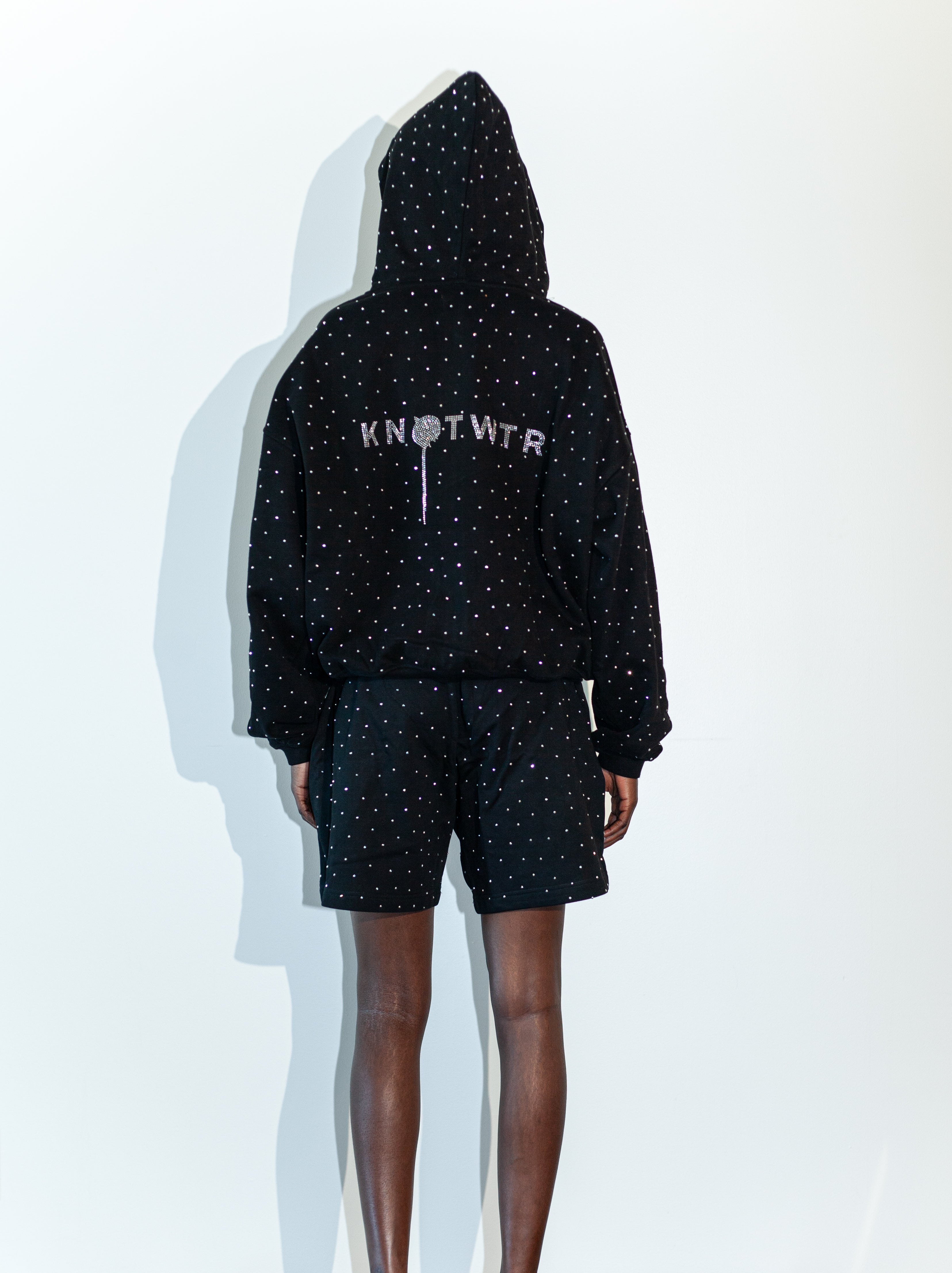 Black Rhinestone Zip-Up Hoodie