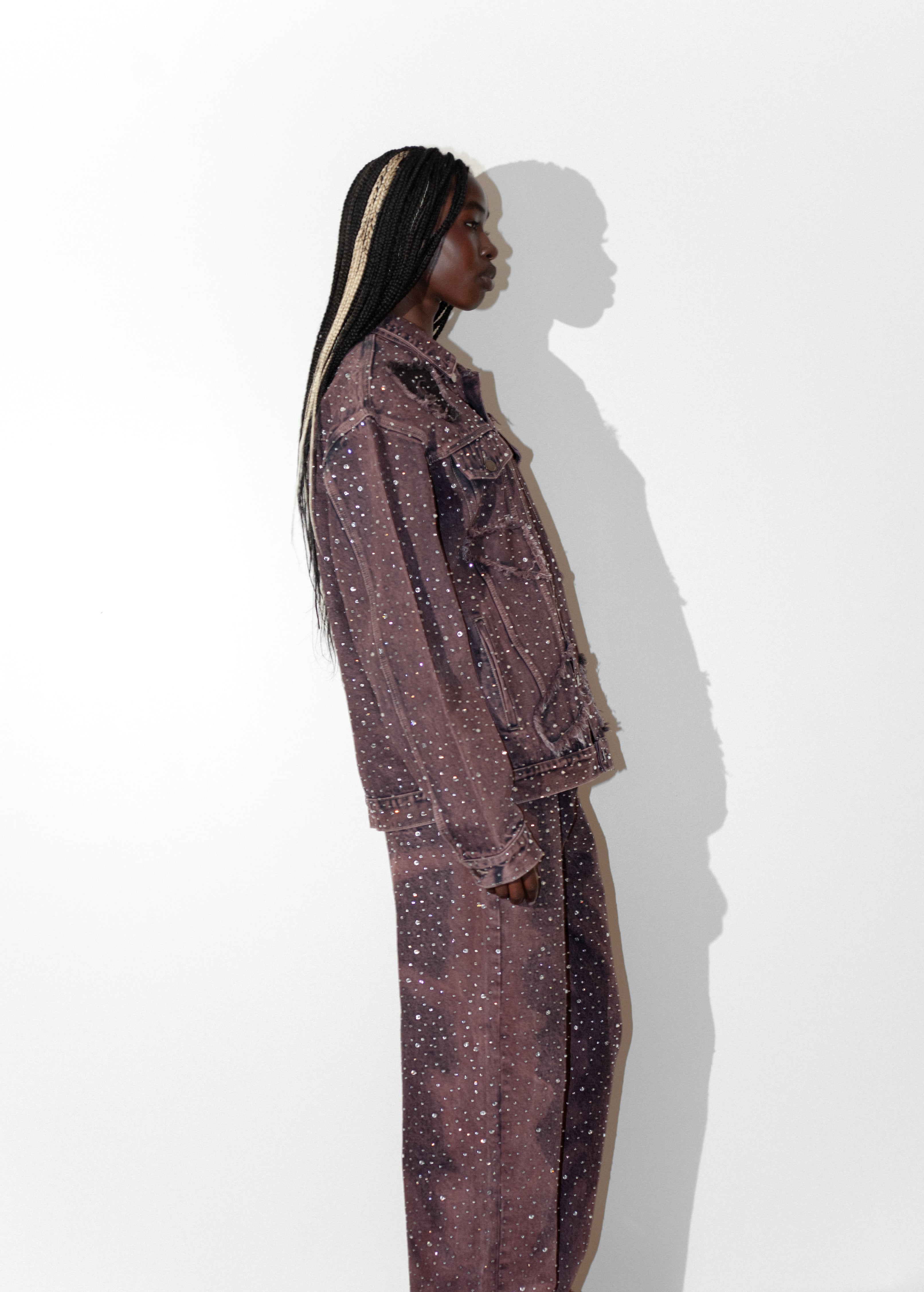 Purple Rhinestone Denim Jeans