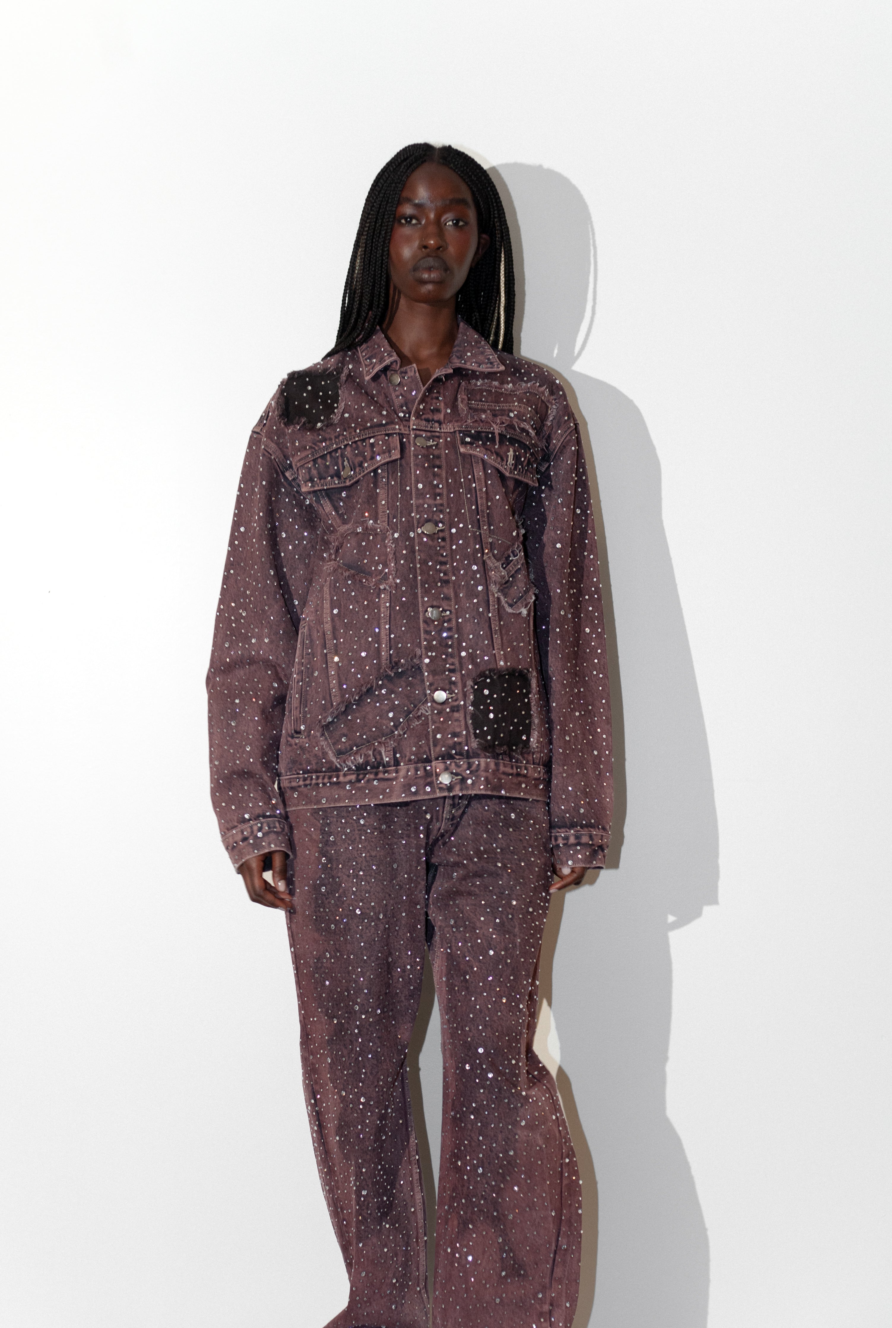 Purple Rhinestone Denim Jeans