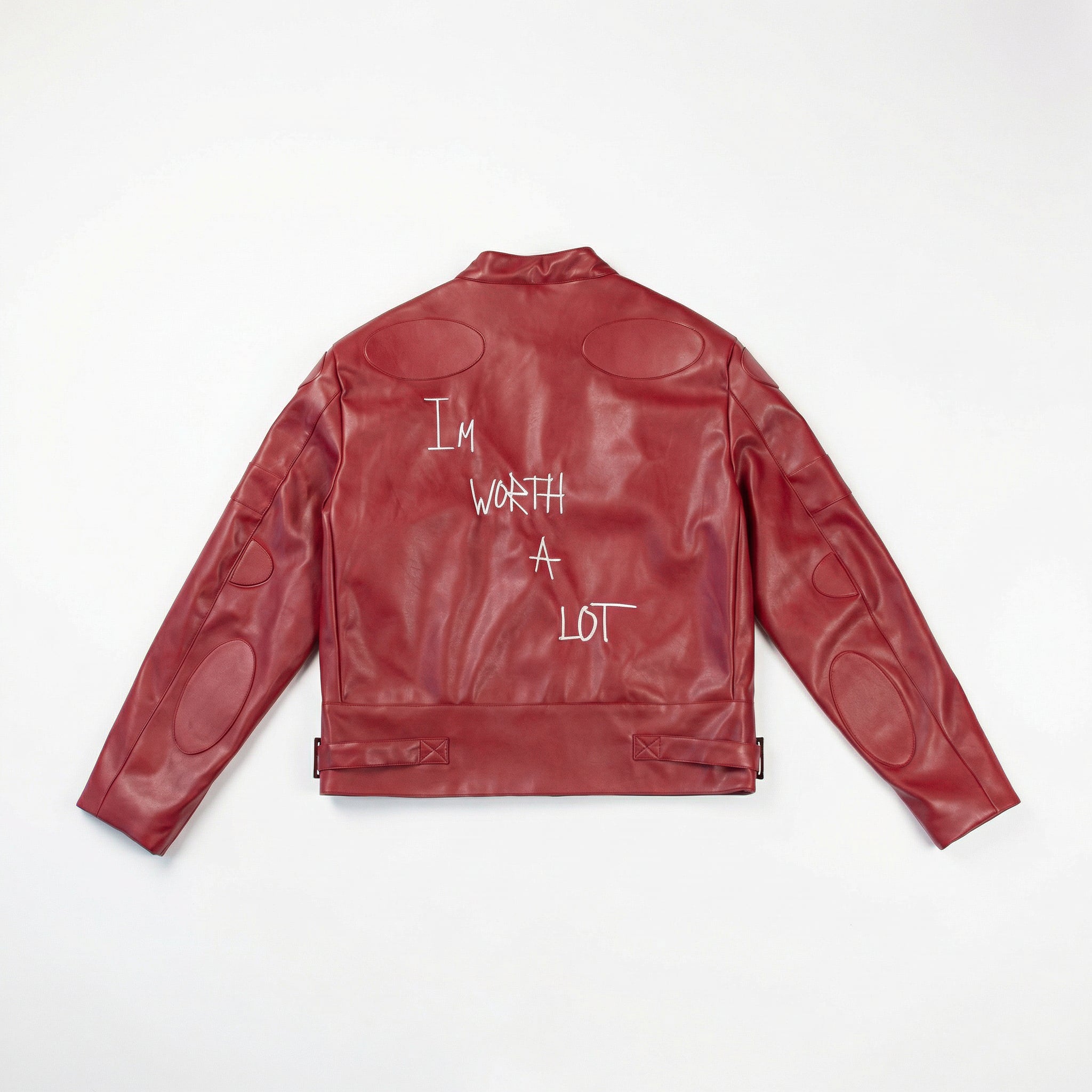 Maroon Leather Jacket "I’m Worth A Lot"