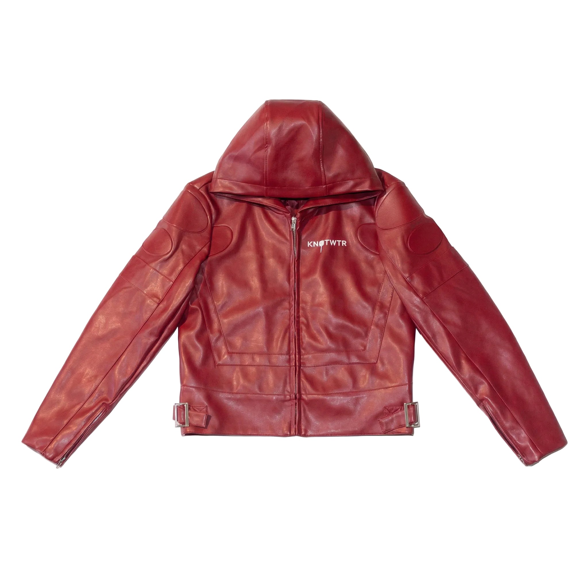 Maroon Leather Jacket "I’m Worth A Lot" (Hood)