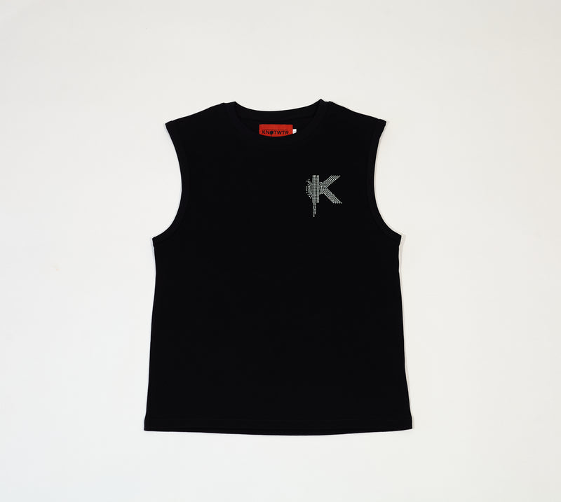Sleeveless Rhinestone “K” Shirt
