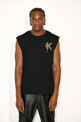 Sleeveless Rhinestone “K” Shirt