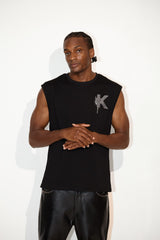 Sleeveless Rhinestone “K” Shirt