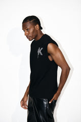 Sleeveless Rhinestone “K” Shirt
