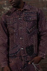 Purple Rhinestone Denim Jacket