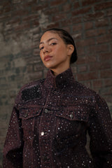 Purple Rhinestone Denim Jacket