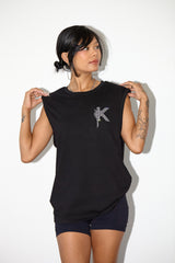 Sleeveless Rhinestone “K” Shirt