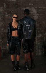 Black Leather Jacket – "I’m Worth A Lot," (Hood)