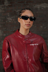 Maroon Leather Jacket "I’m Worth A Lot"