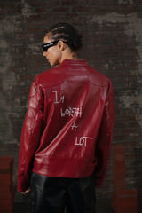 Maroon Leather Jacket "I’m Worth A Lot"