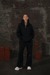 Black Rhinestone Zip-Up Hoodie