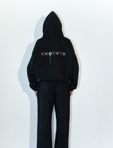 Black Rhinestone Zip-Up Hoodie
