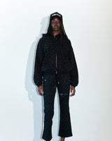 Black Rhinestone Zip-Up Hoodie