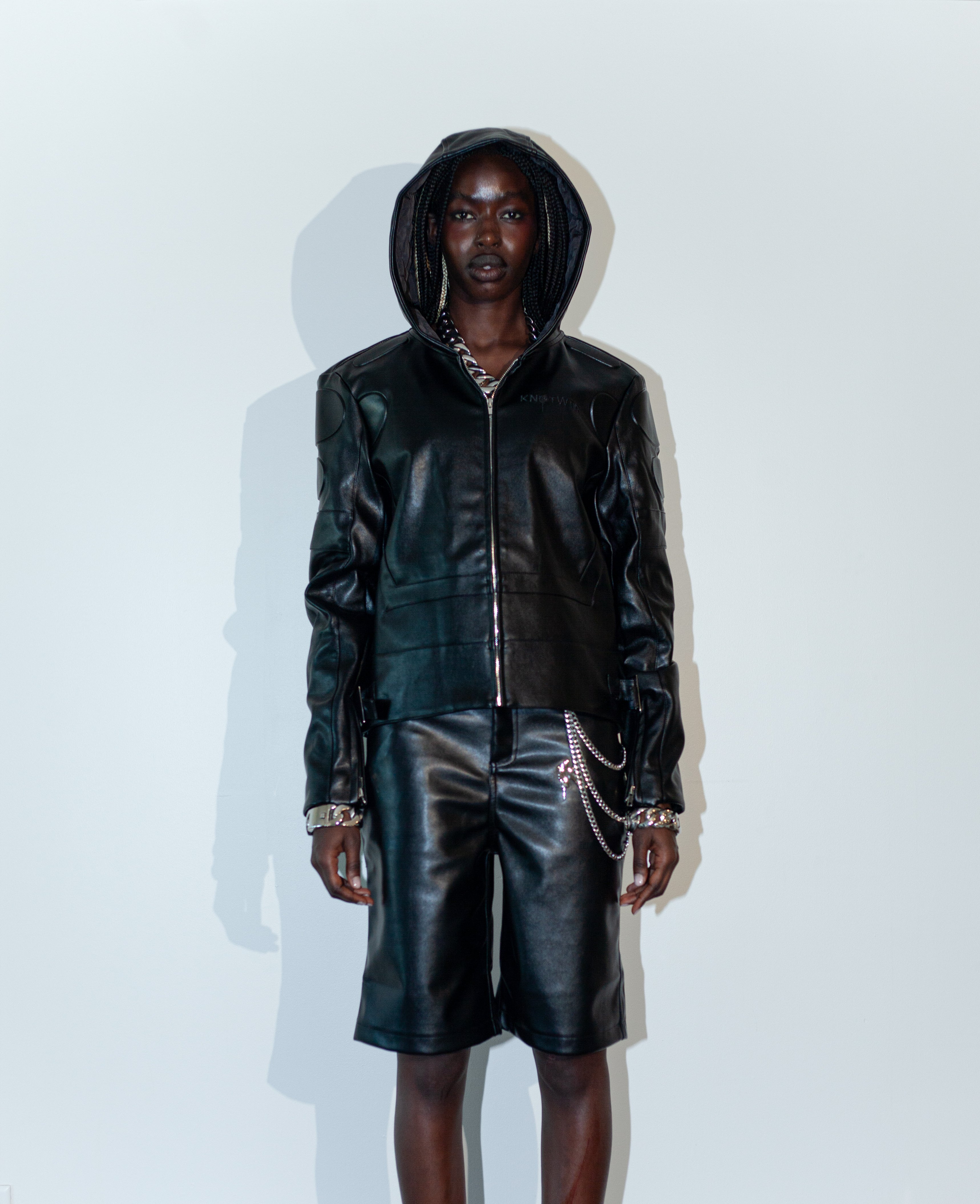 Black Leather Jacket – "I’m Worth A Lot," (Hood)