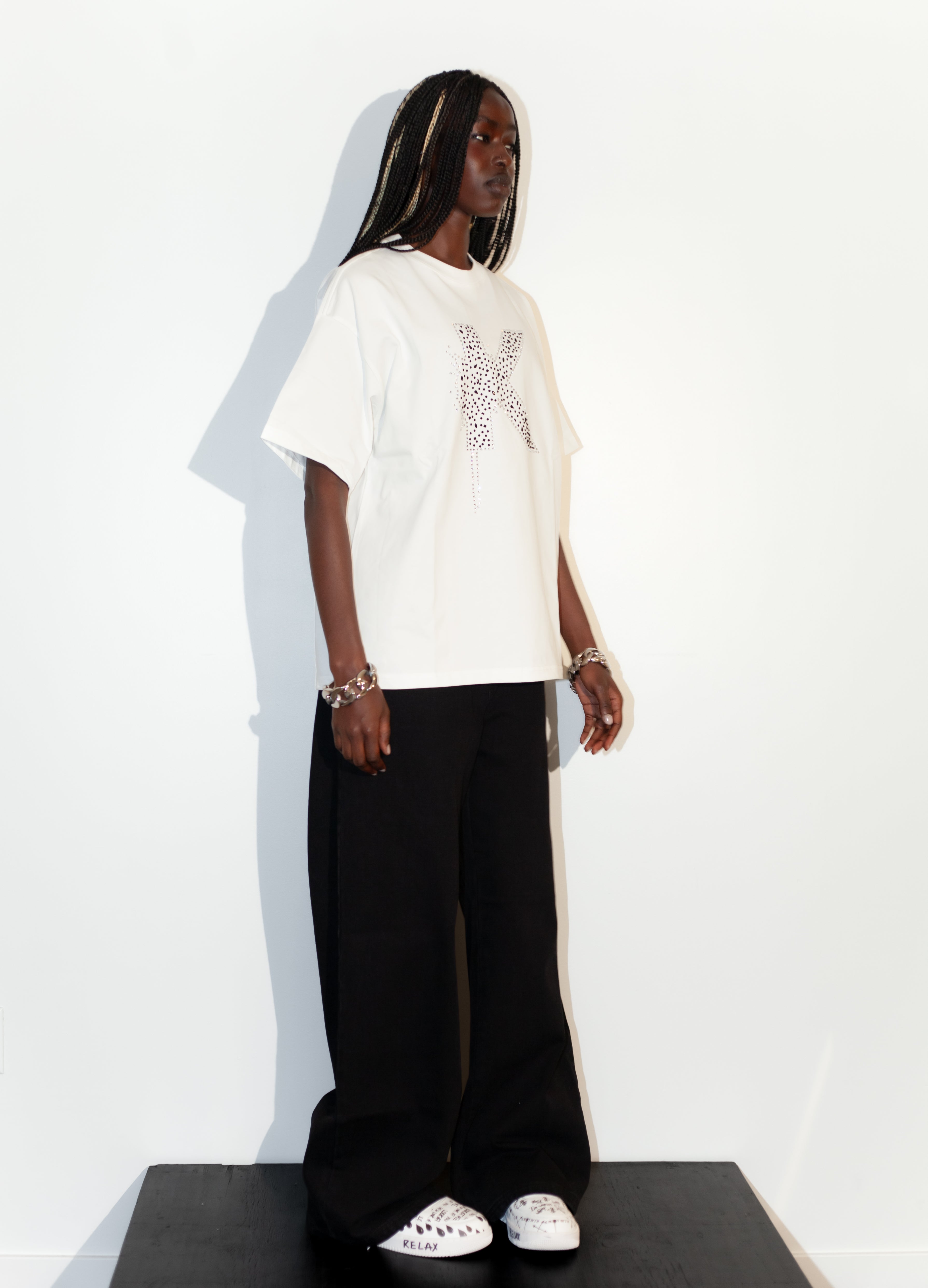 White Rhinestone K-Shirt