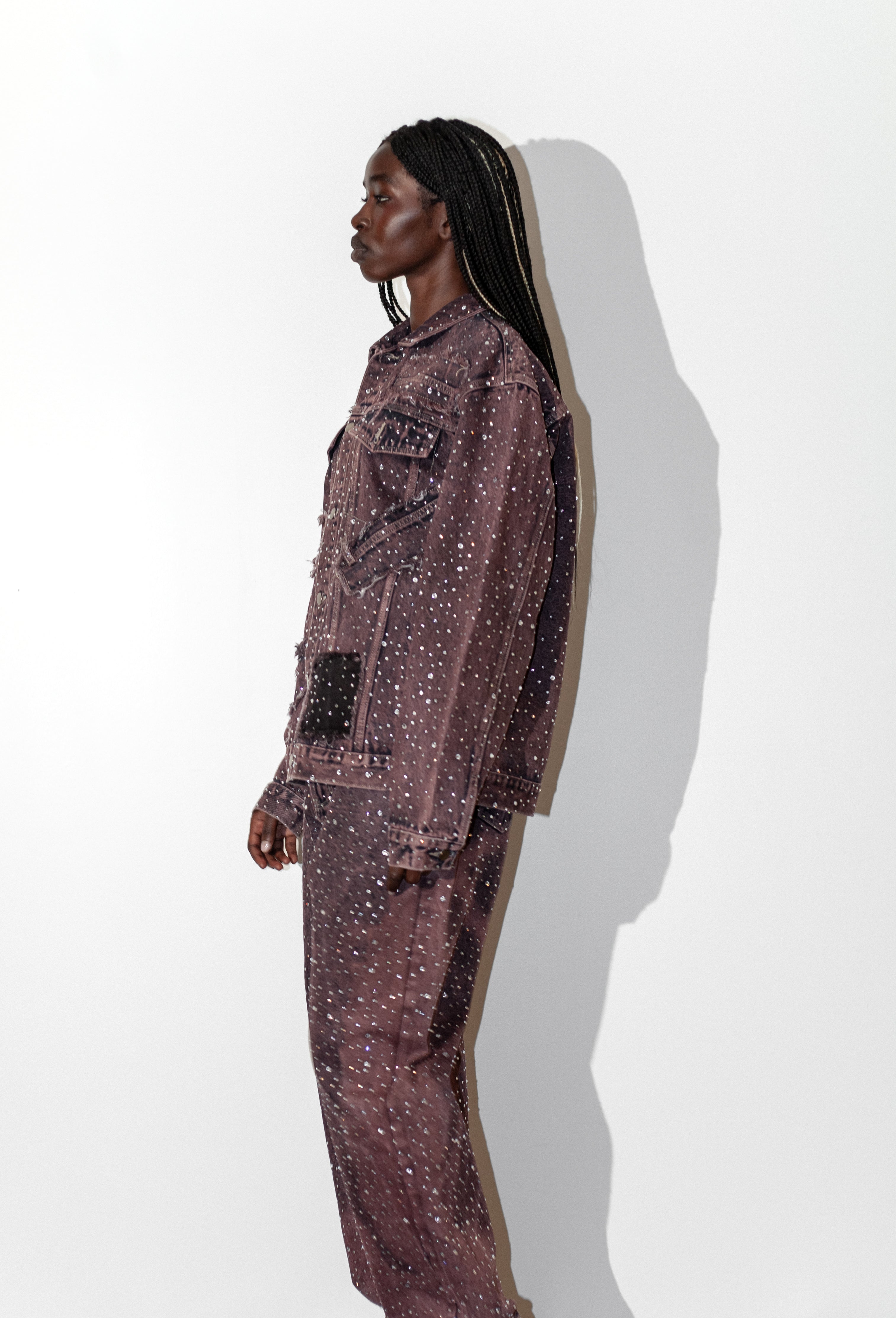 Purple Rhinestone Denim Jacket — KNOTWTR
