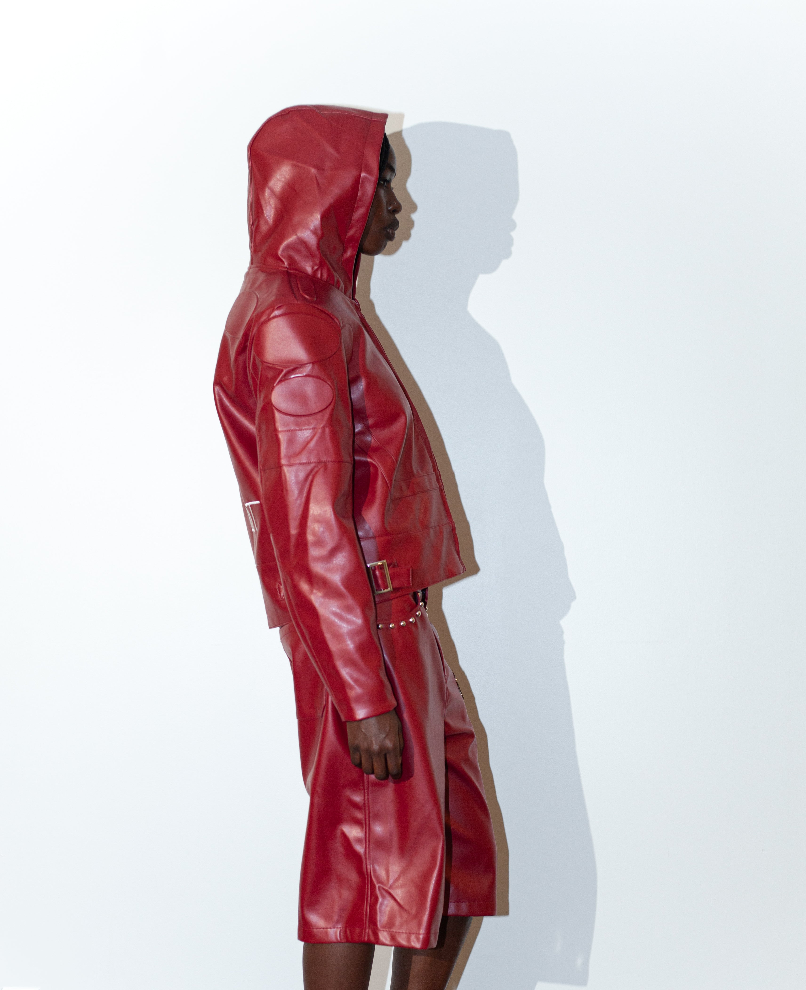 Maroon Leather Jacket "I’m Worth A Lot" (Hood)