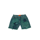 Green Patched Denim Shorts